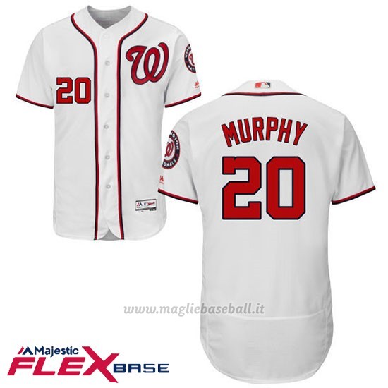 Maglia Baseball Uomo Washington Nationals Daniel Murphy Autentico Collezione Bianco Flex Base Giocatore